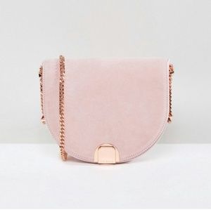 Ted Baker half moon bag in nude/pink suede